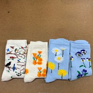 Birdwatcher and Flowers Socks - 12 Pairs